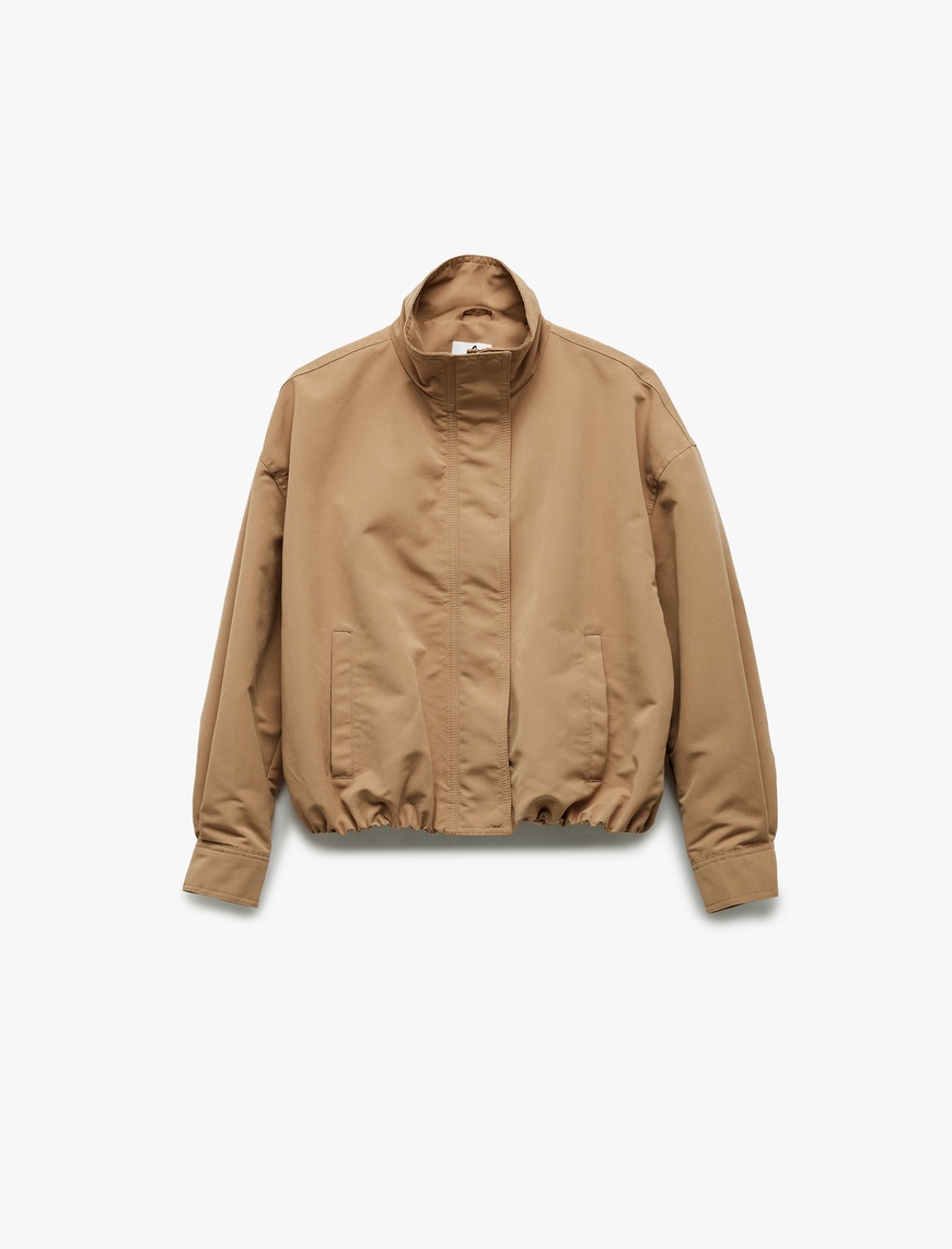   Uzun Kollu Dik Yaka Oversize Bomber Ceket