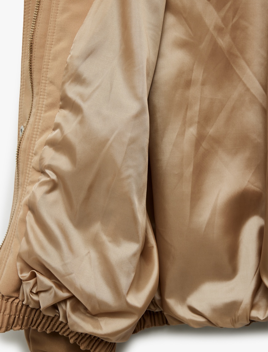   Uzun Kollu Dik Yaka Oversize Bomber Ceket