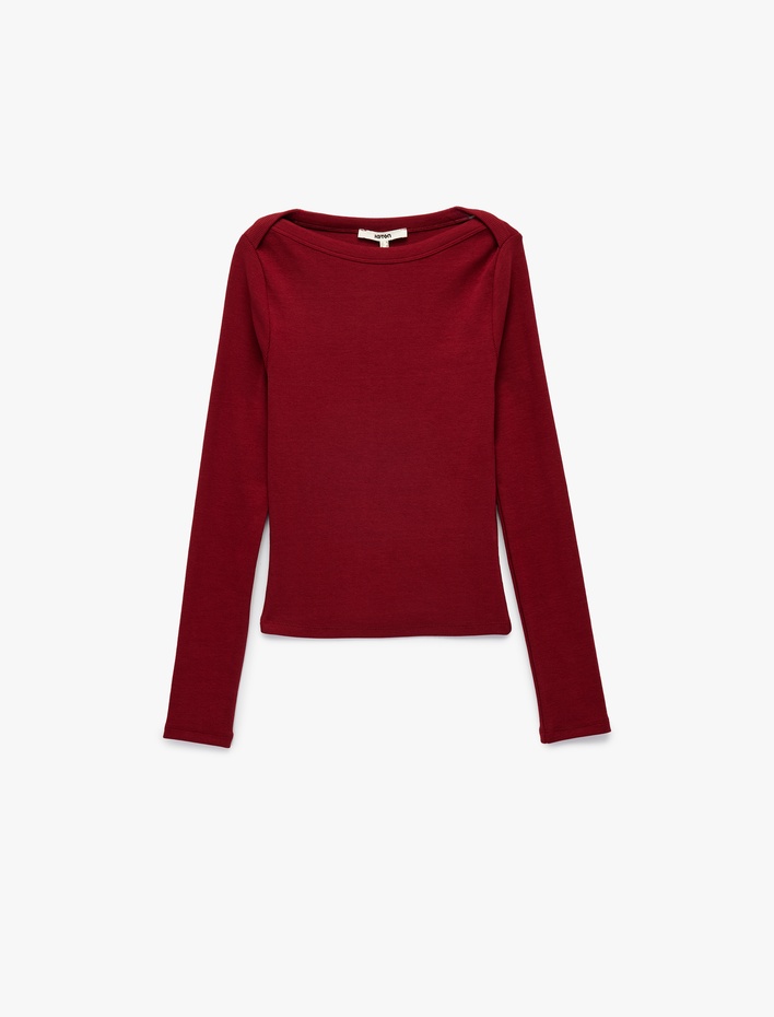  Pamuklu Uzun Kollu Bisiklet Yaka Slim Fit Tişört