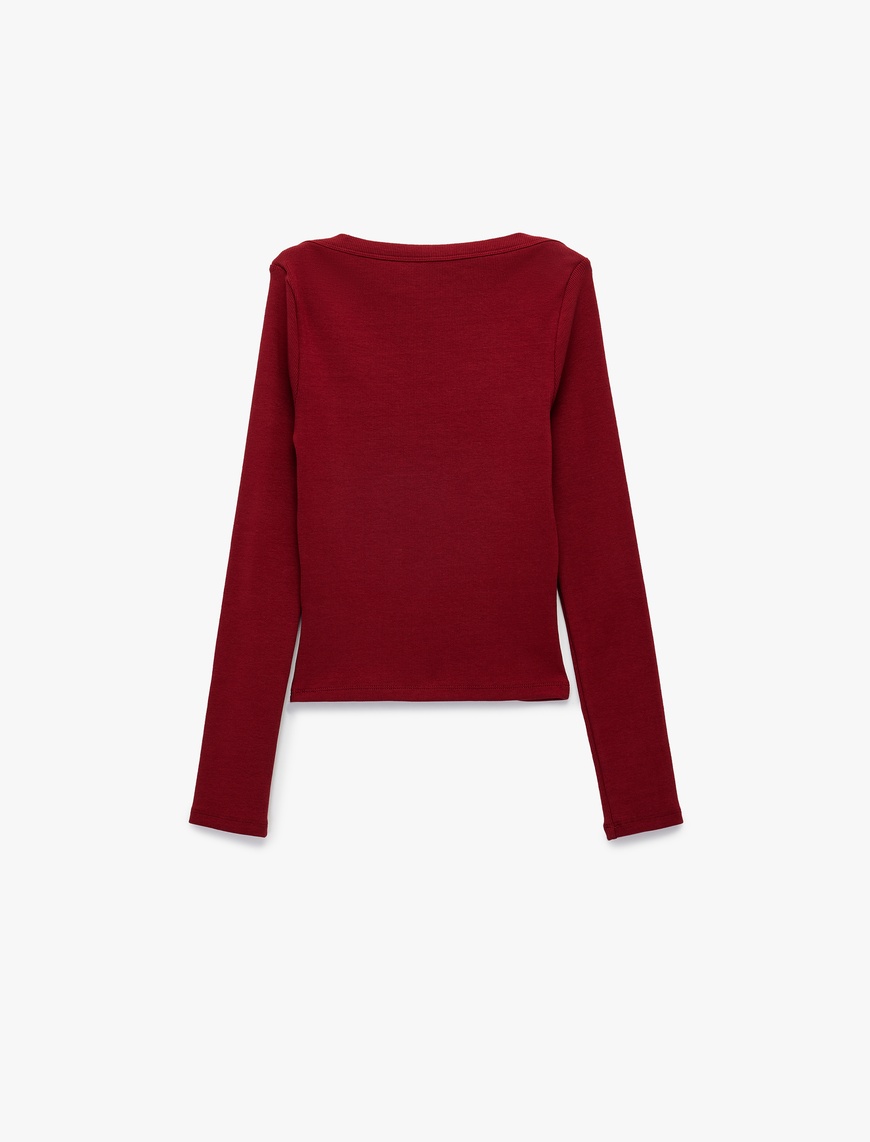   Pamuklu Uzun Kollu Bisiklet Yaka Slim Fit Tişört