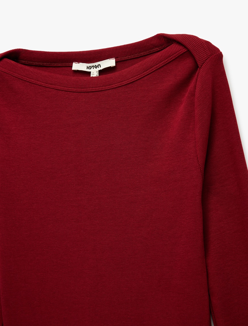   Pamuklu Uzun Kollu Bisiklet Yaka Slim Fit Tişört
