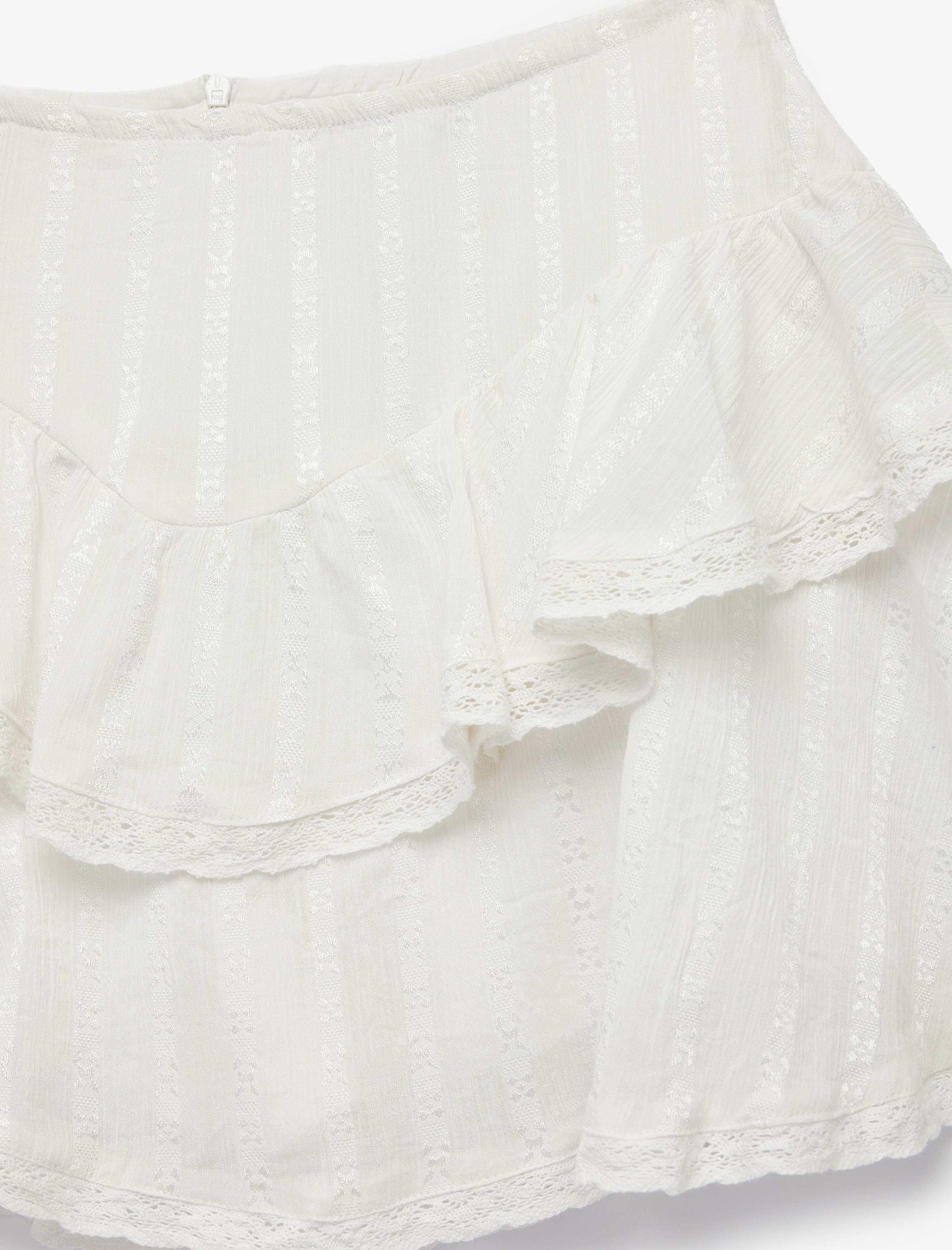   Viskon Karışımlı Katlı Volanlı Mini Şort Etek