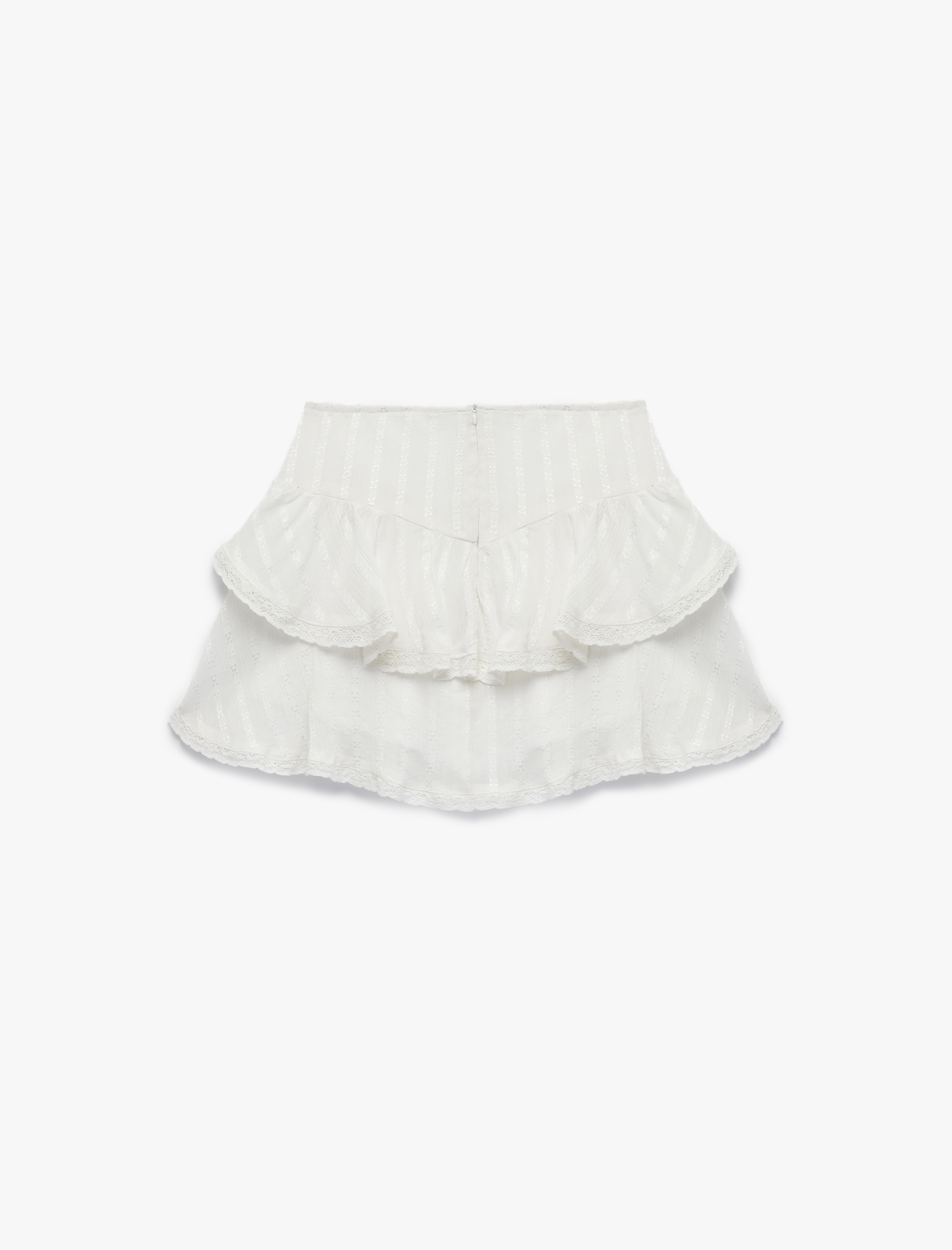   Viskon Karışımlı Katlı Volanlı Mini Şort Etek