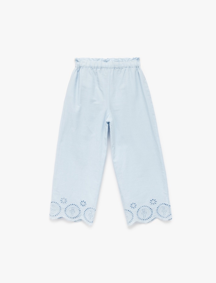 Kız Bebek Pamuklu Beli Lastikli Brodeli Pantolon