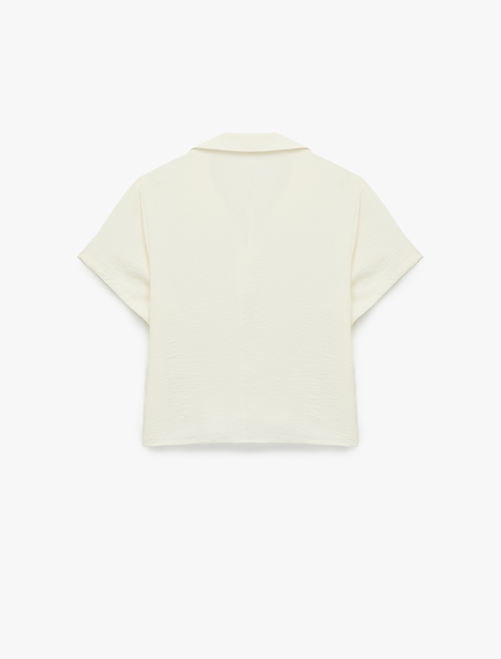  Rahat Kalıp Aerobin Kumaş Kısa Kollu Polo Yaka Crop Tişört