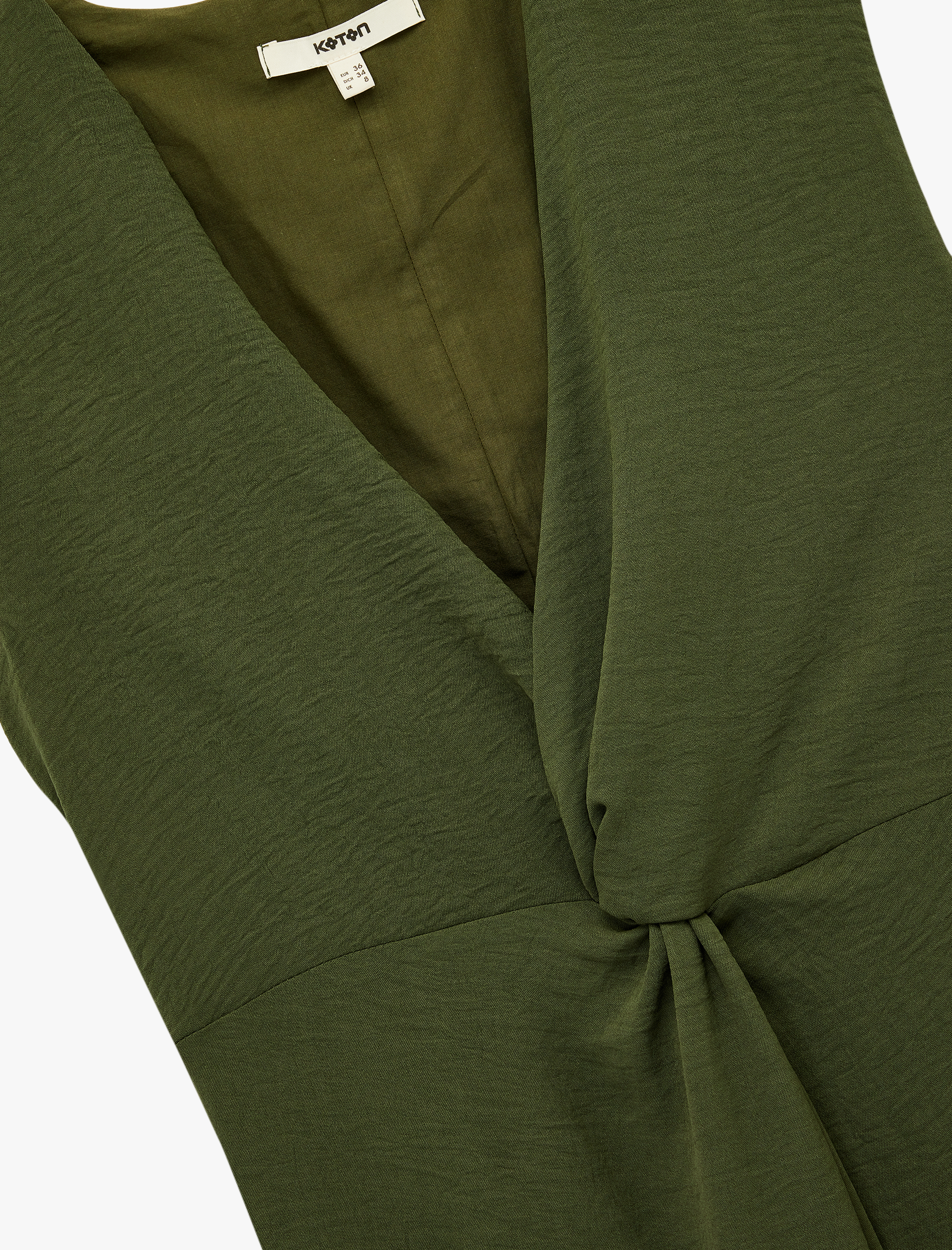   Aerobin Kumaş V Yaka Kolsuz Kruvaze Midi Boy Elbise