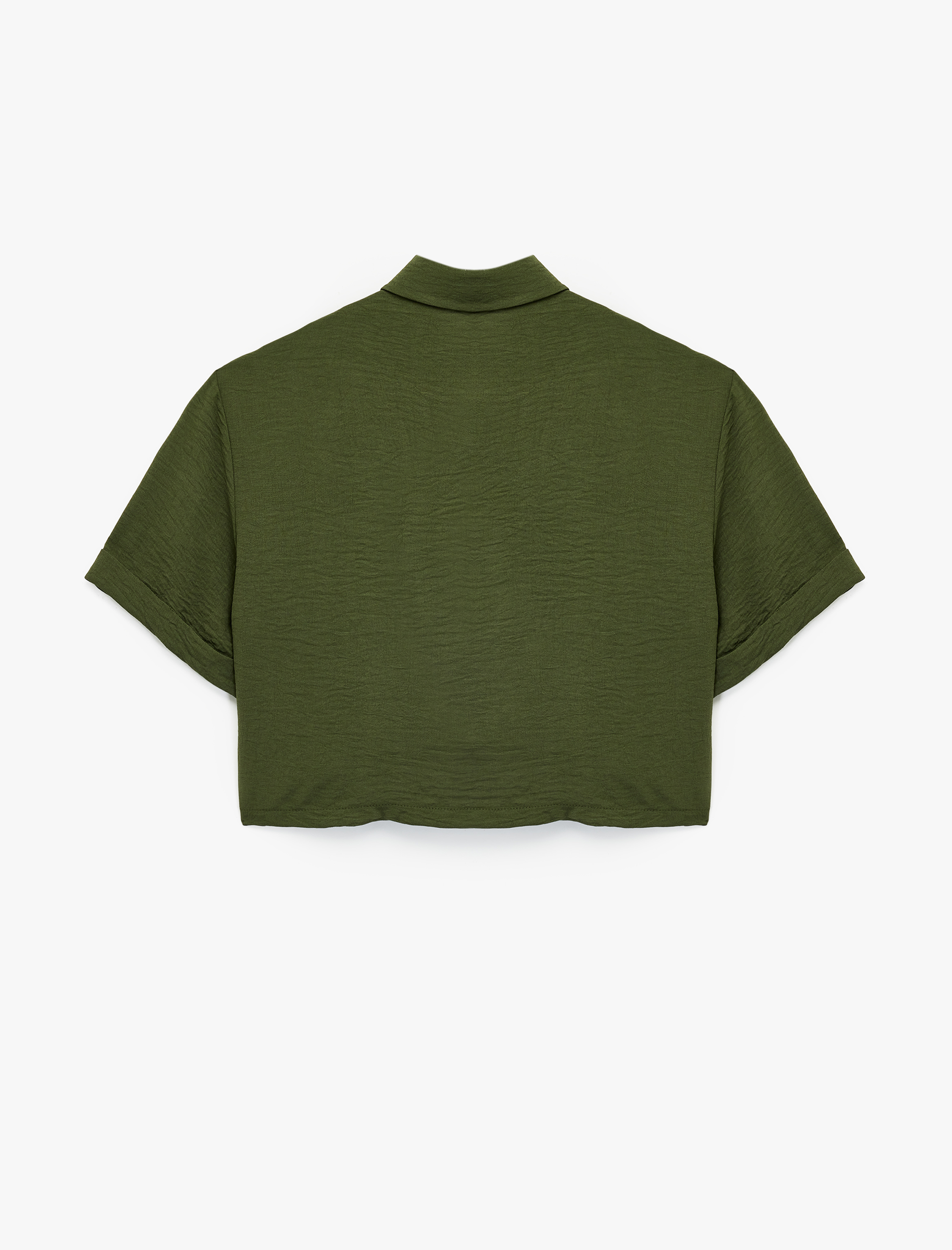   Aerobin Kumaş Regular Fit Kısa Kollu Crop Gömlek