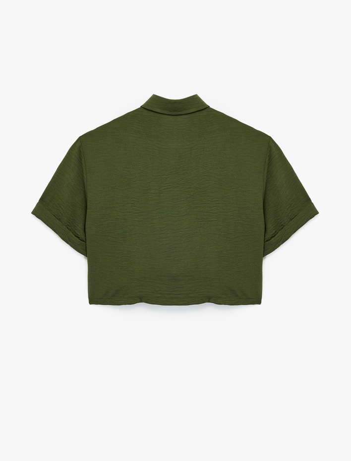  Aerobin Kumaş Regular Fit Kısa Kollu Crop Gömlek