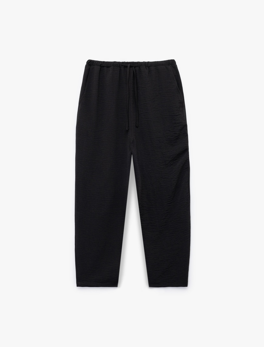   Beli Bağcıklı Regular Fit Havuç Kesim Pantolon