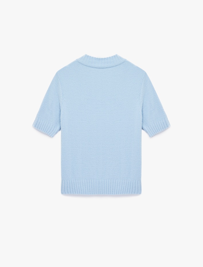  Regular Fit Kısa Kollu Dik Yaka Triko Kazak