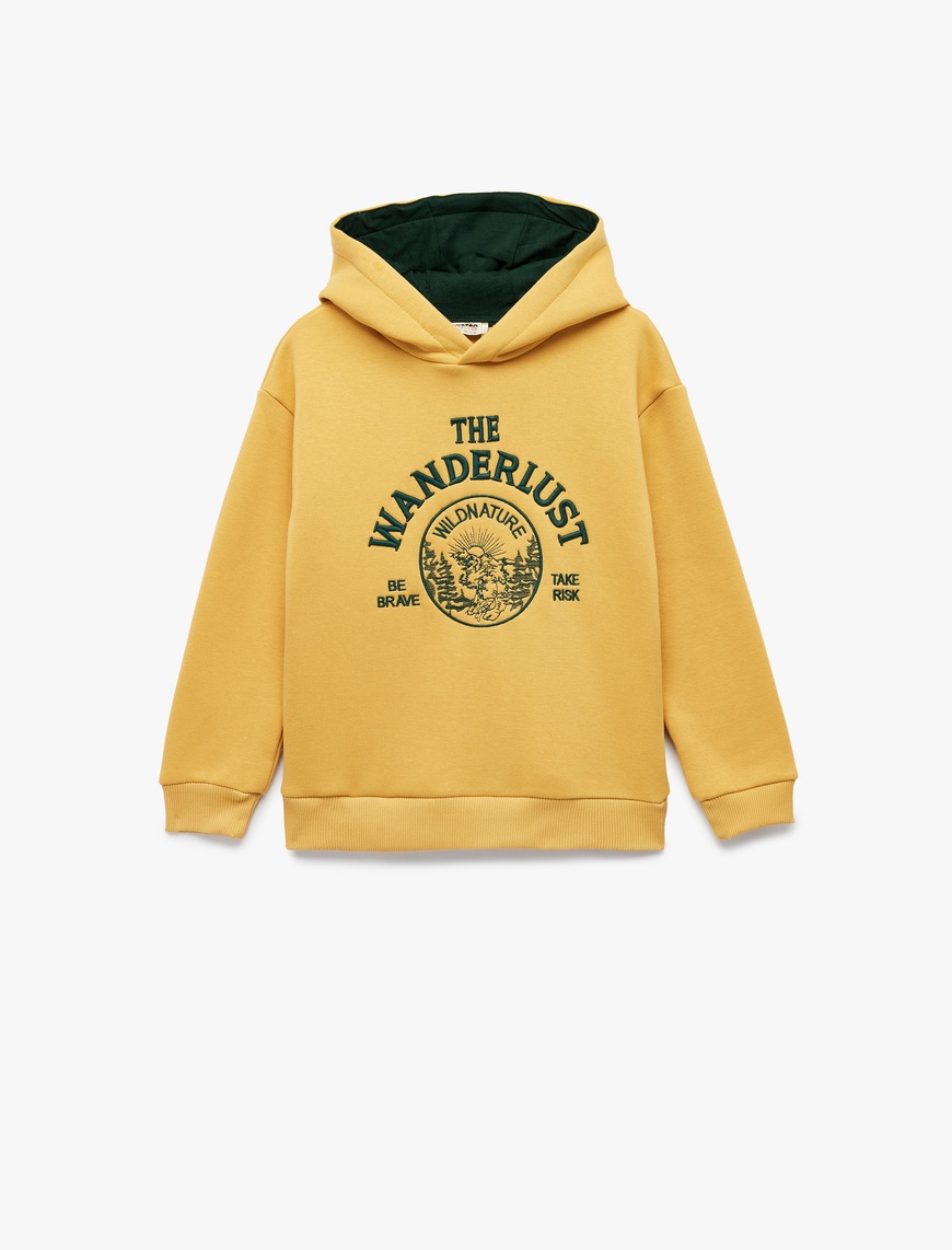  Erkek Çocuk Uzun Kollu Nakışlı Şardonlu Oversize Kapşonlu Sweatshirt