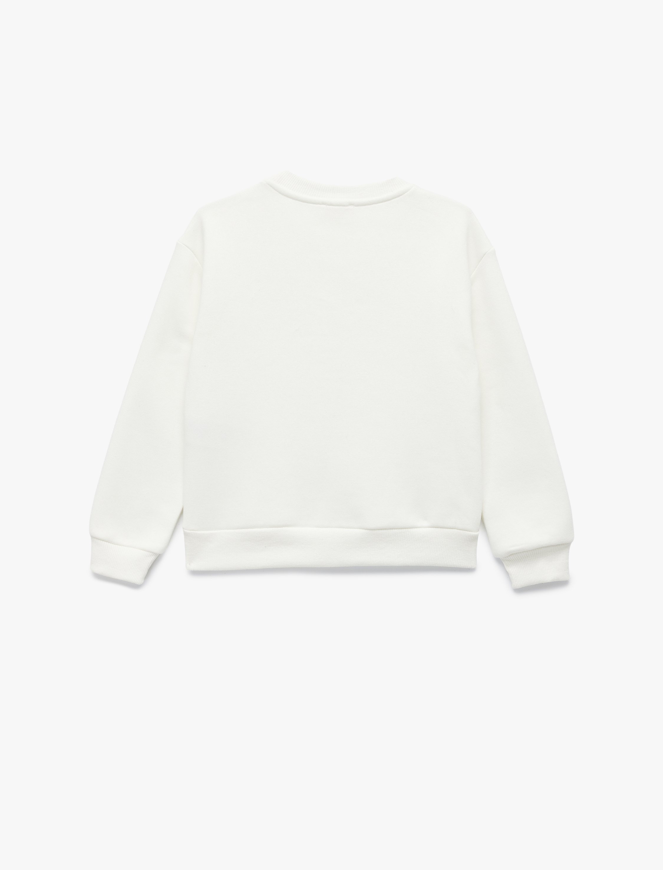  Kız Çocuk Uzun Kollu Bisiklet Yaka Şardonlu Ayıcık Baskılı Sweatshirt