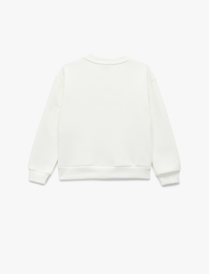 Kız Çocuk Uzun Kollu Bisiklet Yaka Şardonlu Ayıcık Baskılı Sweatshirt