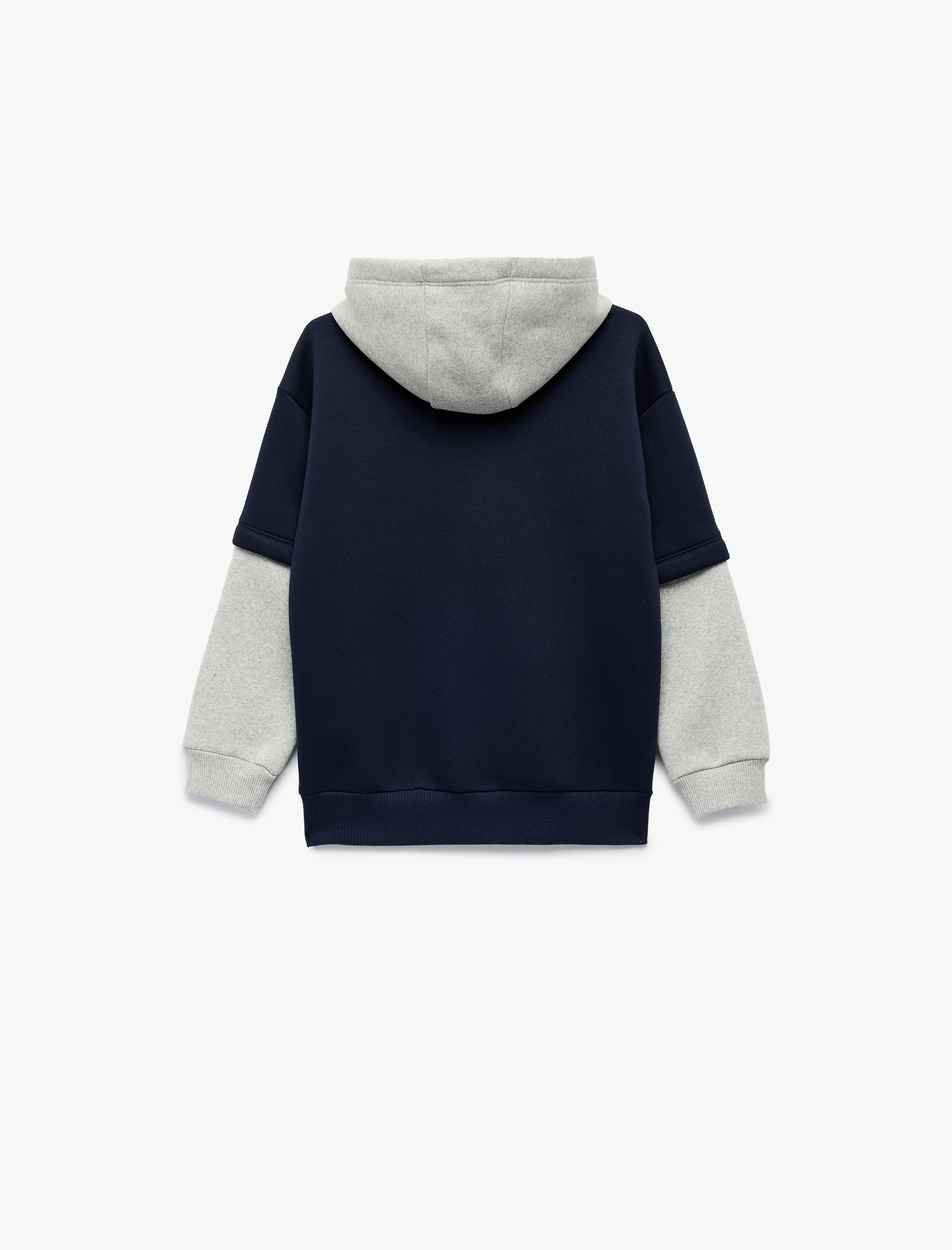  Erkek Çocuk Kapşonlu Uzun Çıkma Kollu Şardonlu Oversize Kolej Baskılı Sweatshirt