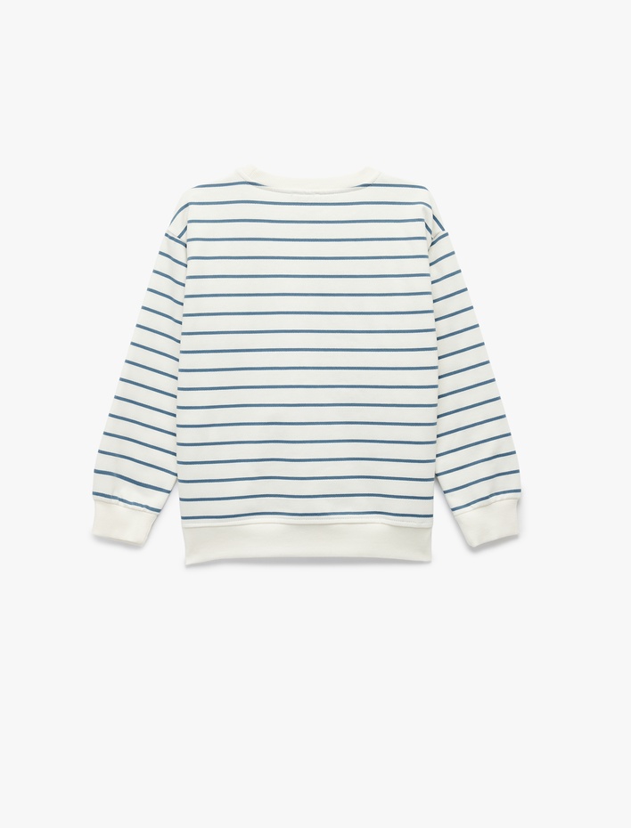 Erkek Çocuk Uzun Kollu Bisiklet Yaka Pamuklu Şardonlu Oversize Sweatshirt