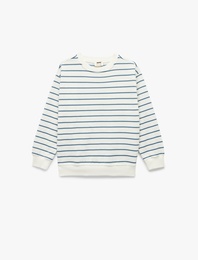 Uzun Kollu Bisiklet Yaka Pamuklu Şardonlu Oversize Sweatshirt