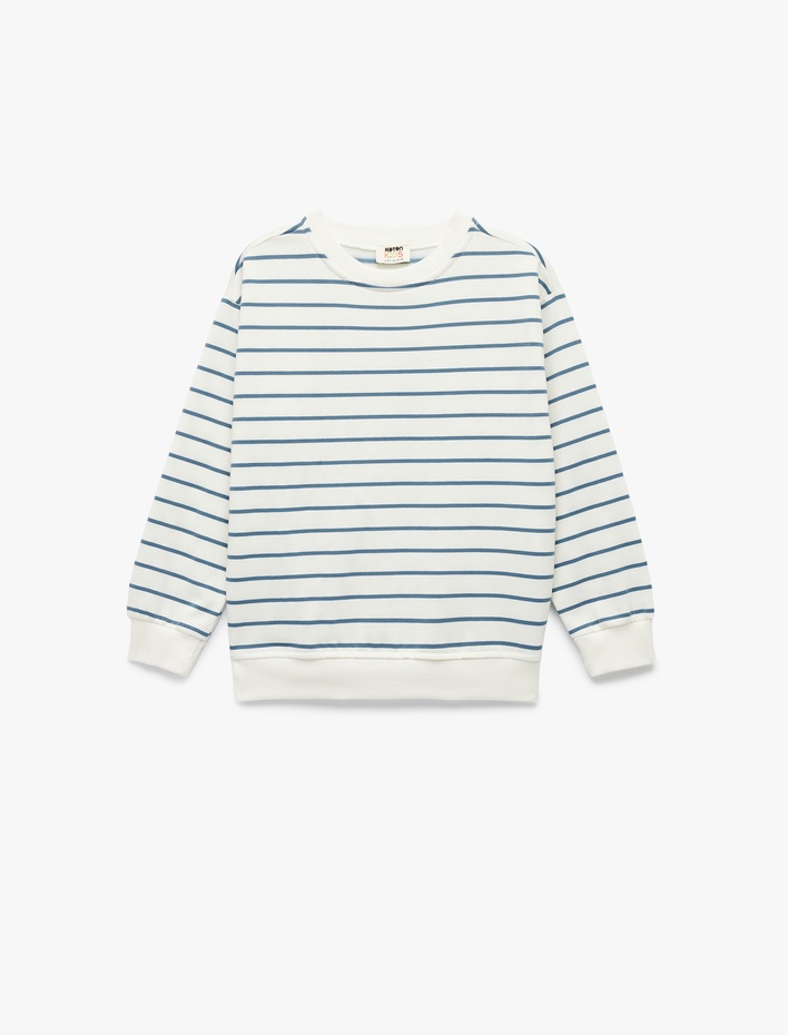 Erkek Çocuk Uzun Kollu Bisiklet Yaka Pamuklu Şardonlu Oversize Sweatshirt