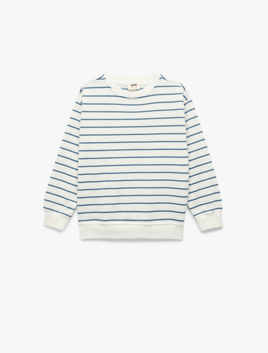  Erkek Çocuk Uzun Kollu Bisiklet Yaka Pamuklu Şardonlu Oversize Sweatshirt