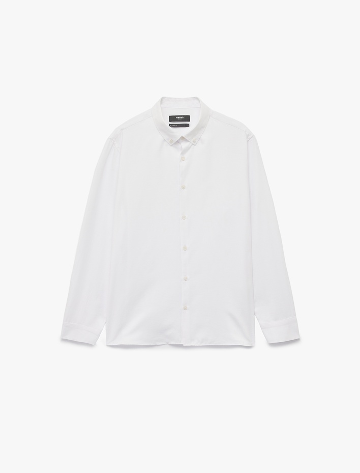  Slim Fit Uzun Kollu Düğmeli Klasik Yaka Gömlek