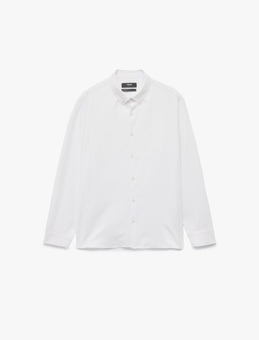   Slim Fit Uzun Kollu Düğmeli Klasik Yaka Gömlek