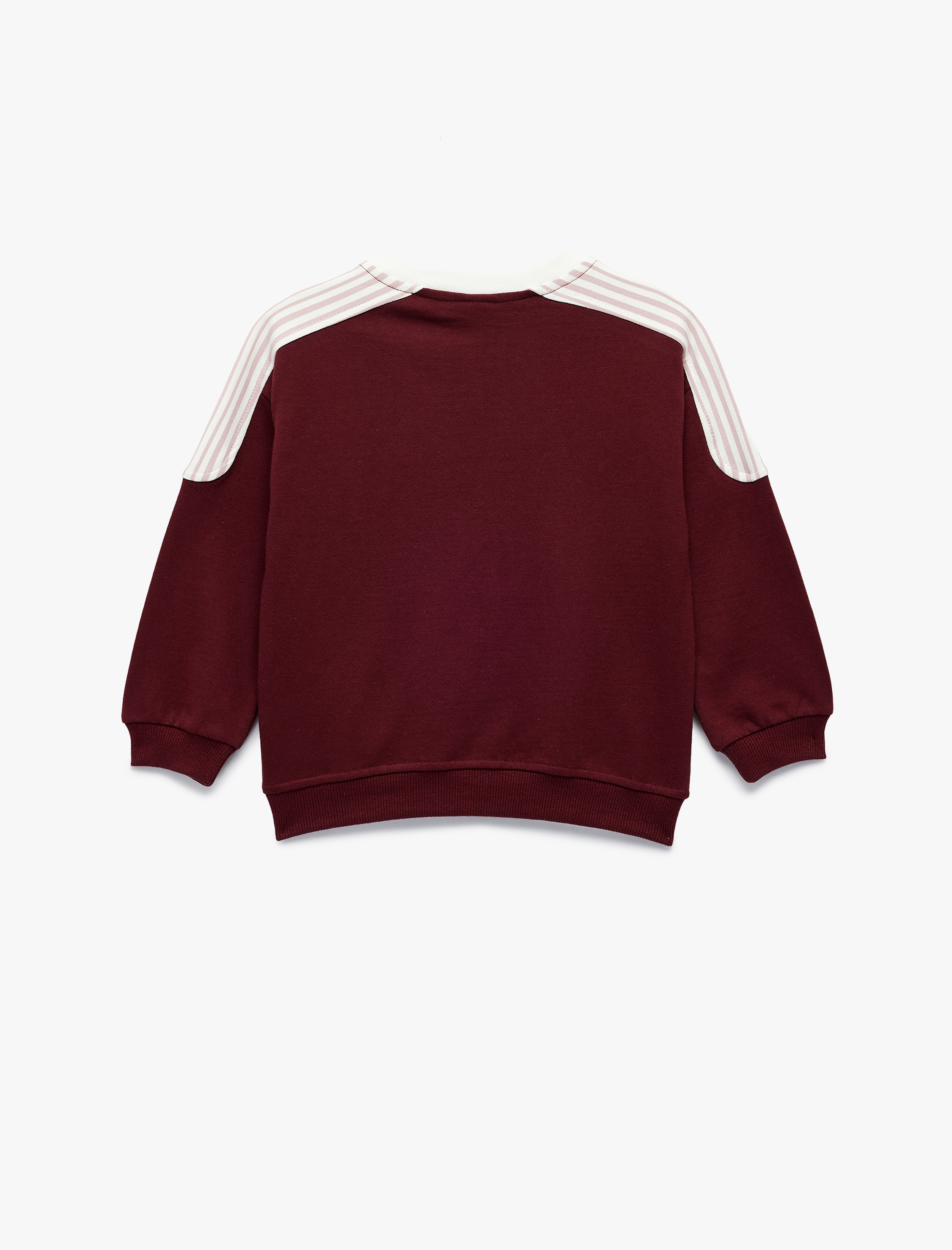  Kız Bebek Şardonlu Pamuklu Uzun Kollu Renk Kontrastlı V Yaka Baskılı Sweatshirt