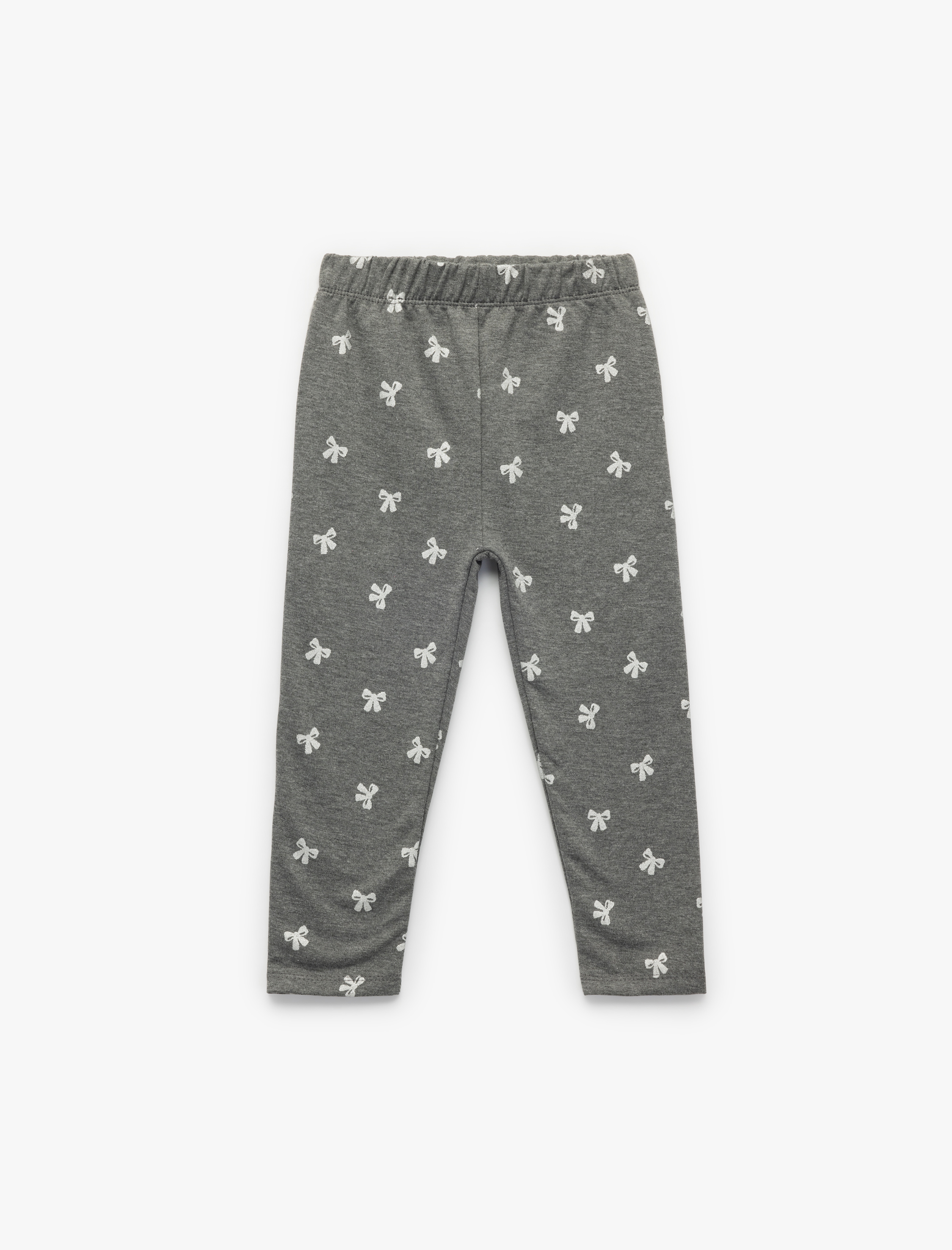  Kız Bebek Şardonlu Beli Lastikli Fiyonk Desenli Tayt