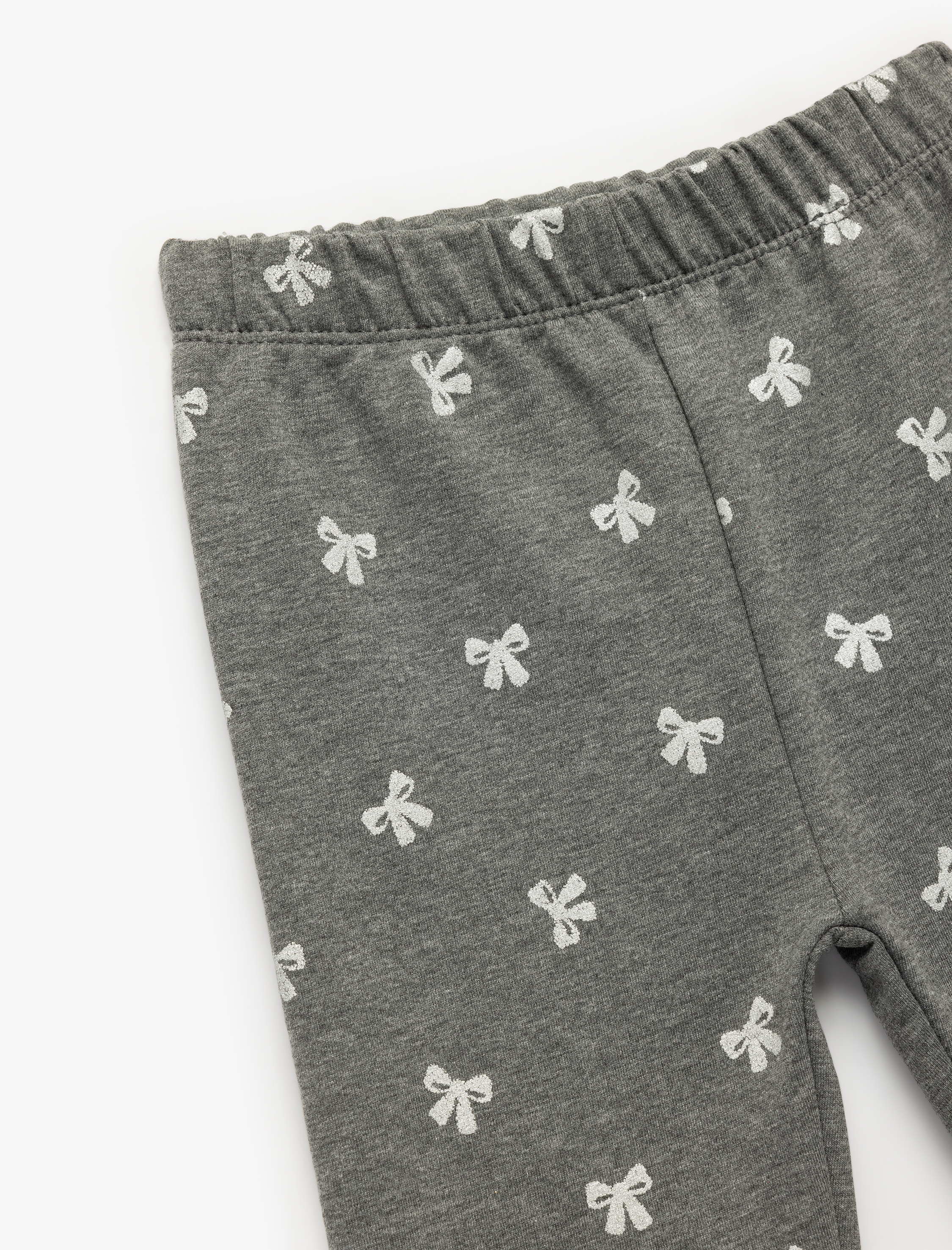  Kız Bebek Şardonlu Beli Lastikli Fiyonk Desenli Tayt