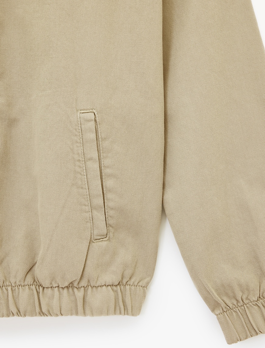   Pamuklu Cepli Uzun Kollu Fermuarlı Oversize Kapşonlu Jean Ceket