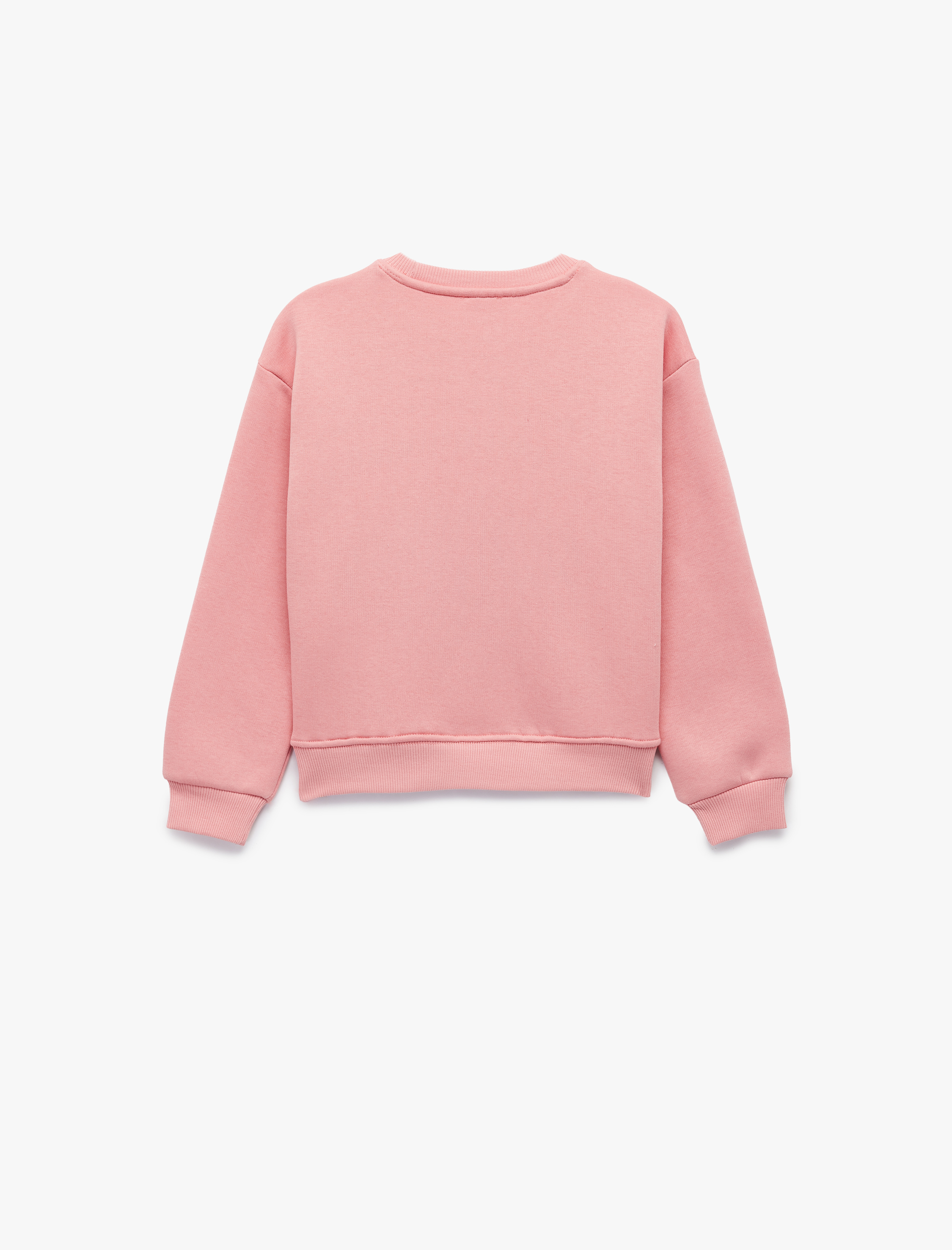  Kız Çocuk Uzun Kollu Bisiklet Yaka Şardonlu Kedi Baskılı Sweatshirt