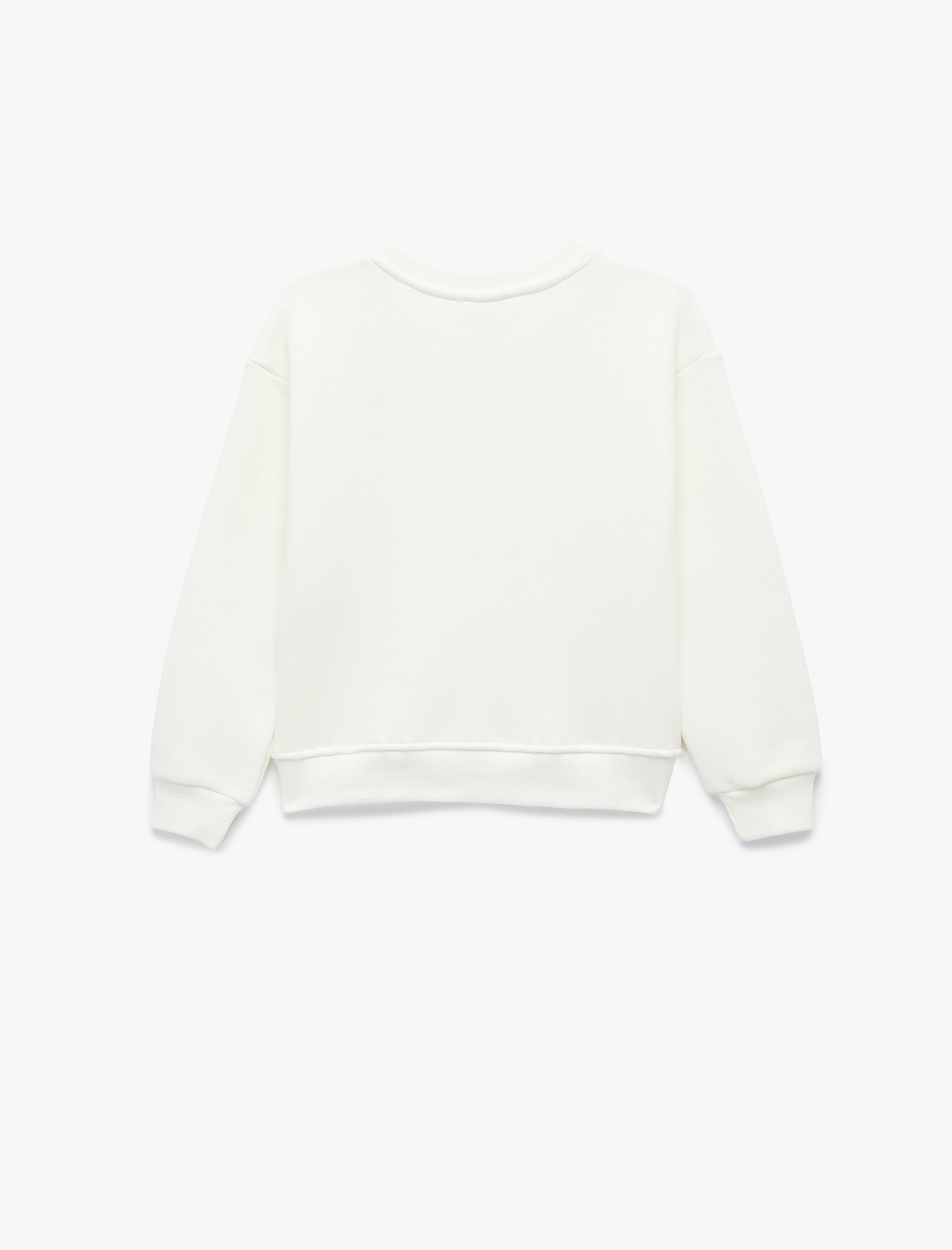  Kız Çocuk Uzun Kollu Bisiklet Yaka Şardonlu Fiyonk Baskılı Sweatshirt