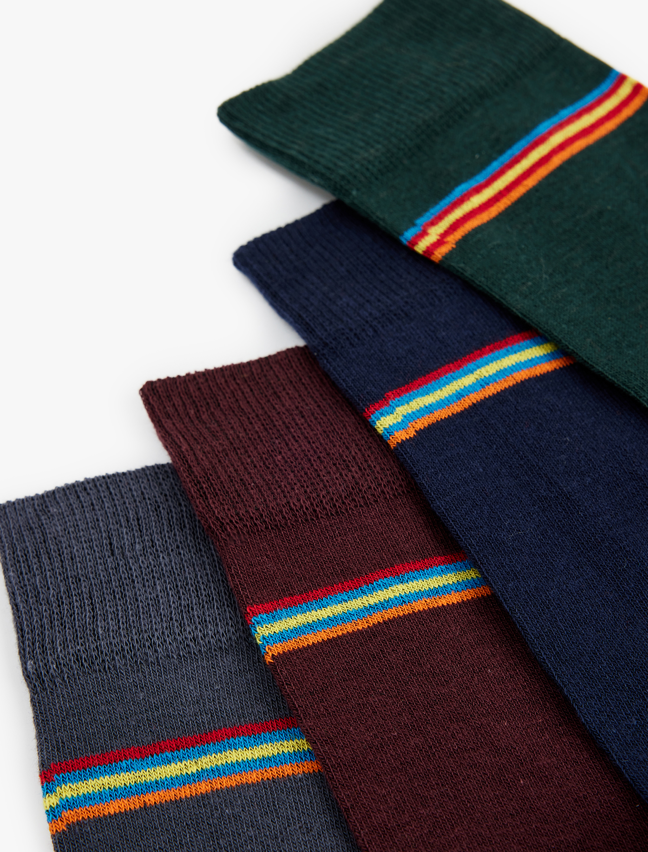  Erkek Pamuklu Çizgili Çok Renkli 4'lü Soket Çorap Seti