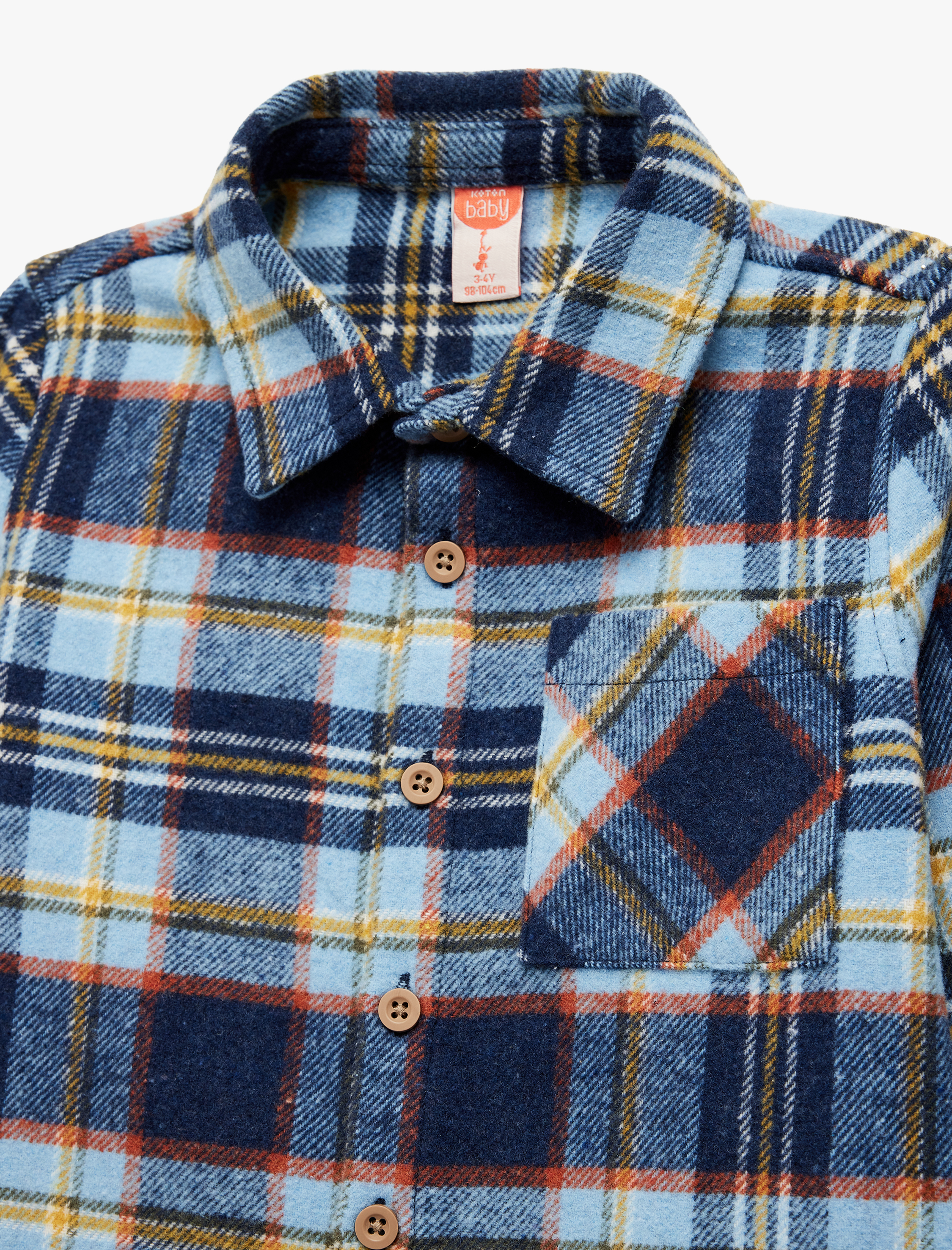  Erkek Bebek Uzun Kollu Cep Detaylı Kareli Oduncu Gömleği