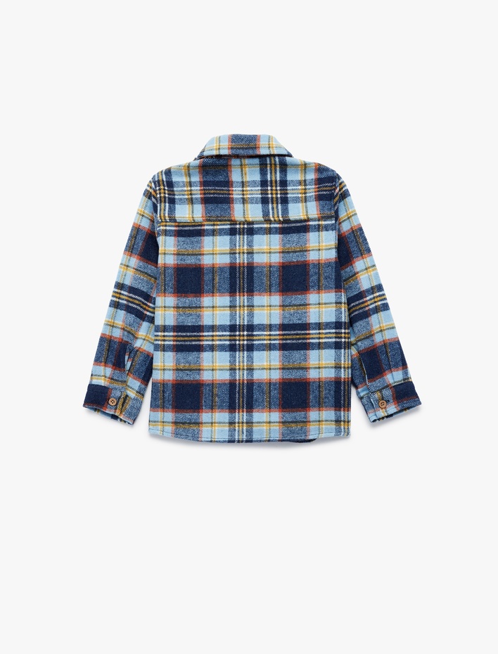 Erkek Bebek Uzun Kollu Cep Detaylı Kareli Oduncu Gömleği