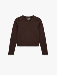 Slim Fit Uzun Kollu Bisiklet Yaka Spor Tişört