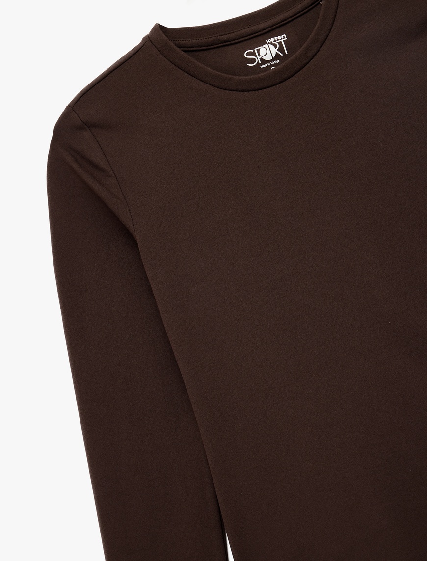   Slim Fit Uzun Kollu Bisiklet Yaka Spor Tişört
