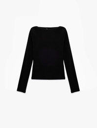 Pamuklu Uzun Kollu Bisiklet Yaka Slim Fit Tişört