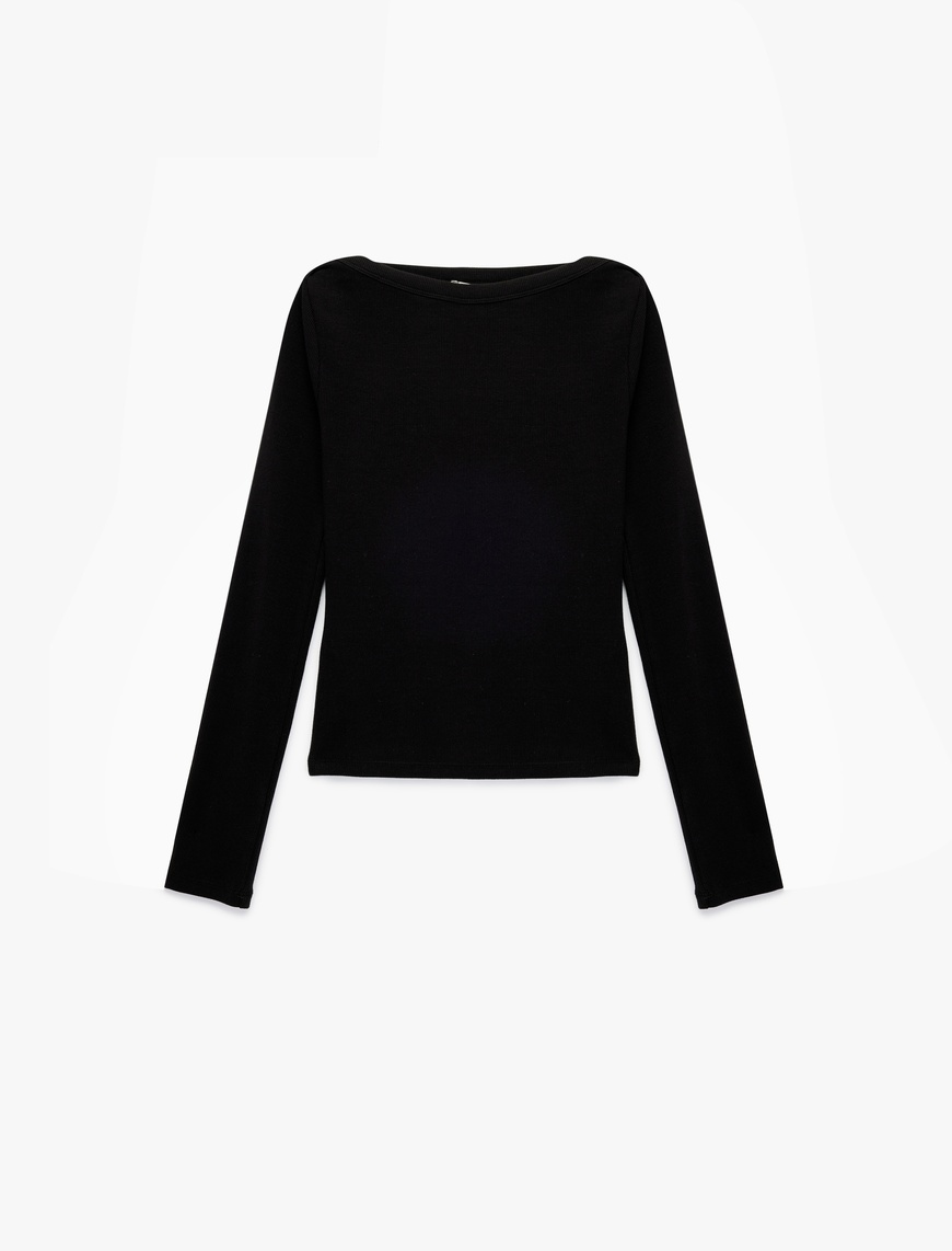   Pamuklu Uzun Kollu Bisiklet Yaka Slim Fit Tişört