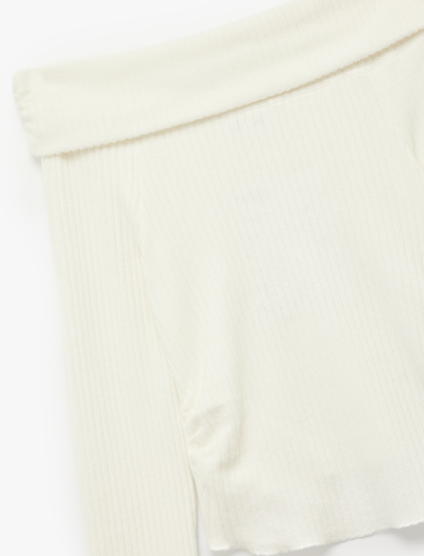   Kaşkorse Omzu Açık Slim Fit Uzun Kollu Tişört