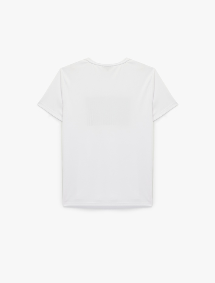  Kısa Kollu Bisiklet Yaka Çizgi Baskılı Spor Tişört