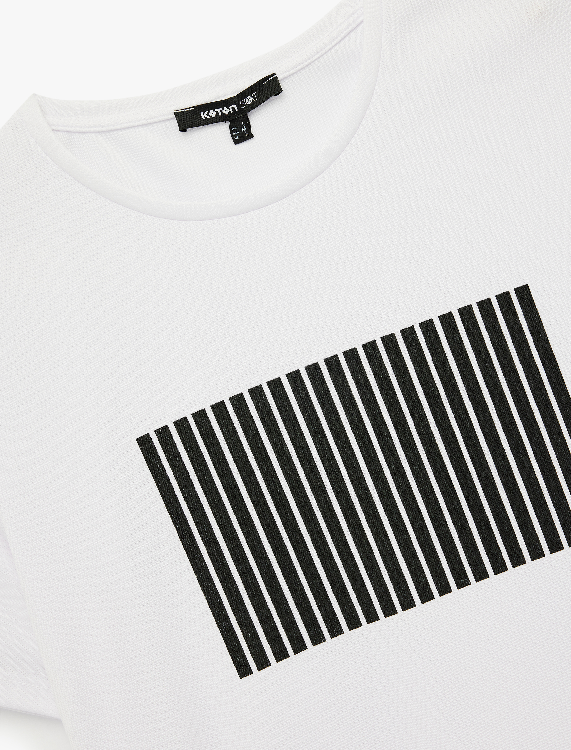   Kısa Kollu Bisiklet Yaka Çizgi Baskılı Spor Tişört