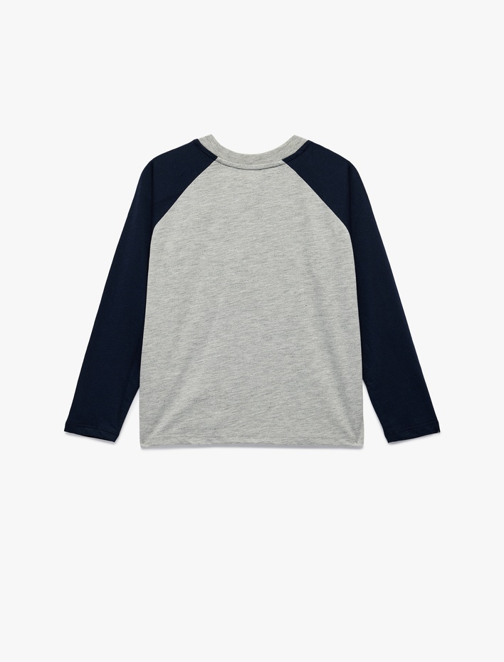 Erkek Çocuk Uzun Reglan Kol Bisiklet Yaka Pamuk Viskon Karışımlı Baskılı Tişört