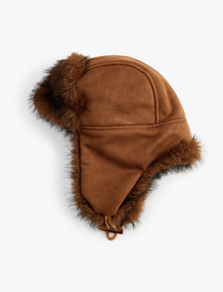 Kadın Süet Görünümlü Suni Kürk Ushanka