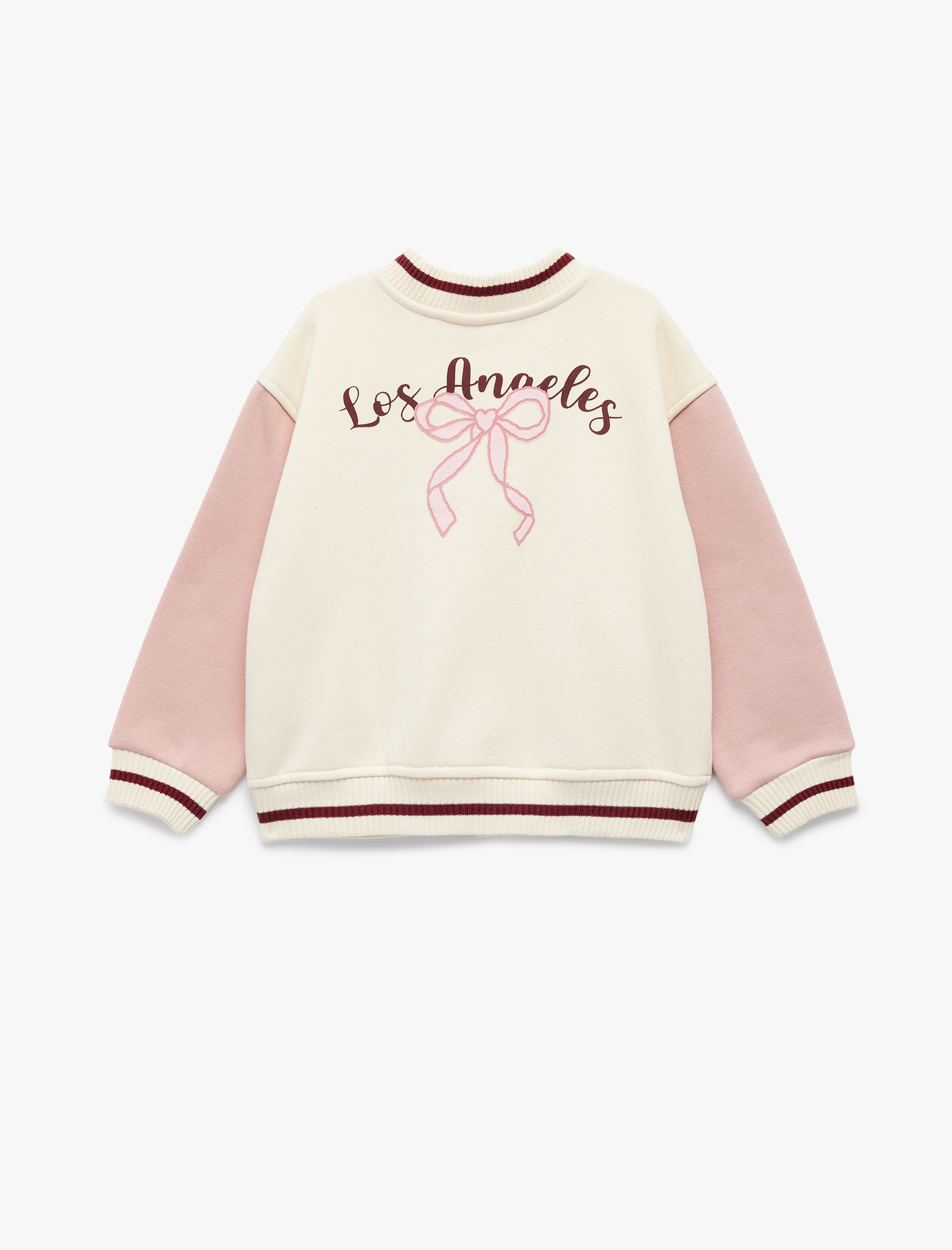  Kız Bebek Şardonlu Uzun Kollu Renk Bloklu Baskılı Kolej Ceket