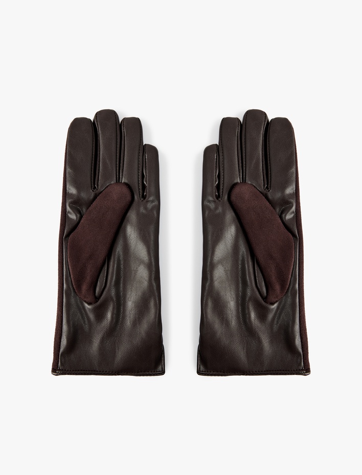 Kadın Suni Deri Süet Görünümlü Eldiven