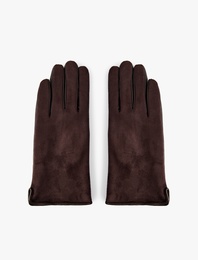 Suni Deri Süet Görünümlü Eldiven