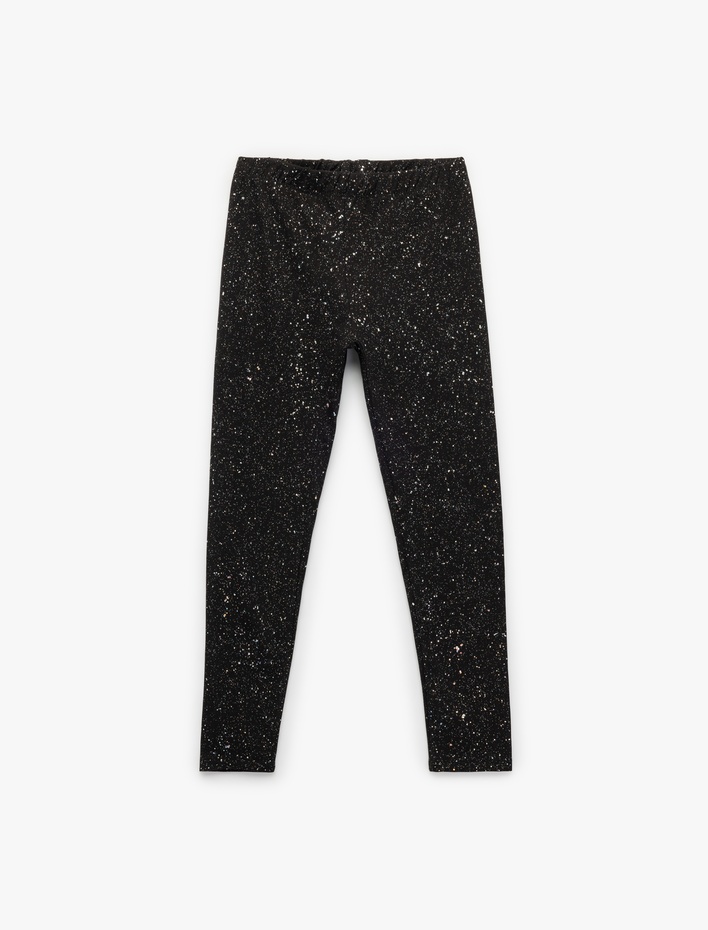 Kız Çocuk Sim Detaylı Dar Kalıp Pamuklu Tayt