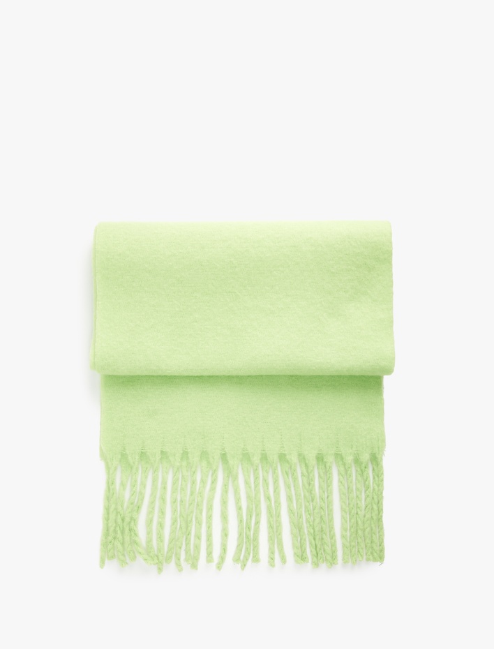 Kadın Yumuşak Dokulu Püsküllü Uzun Atkı