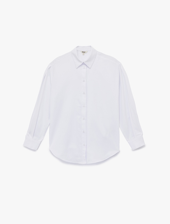  Regular Fit Pile Detaylı Uzun Kollu Poplin Gömlek