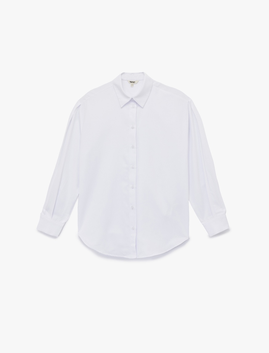   Regular Fit Pile Detaylı Uzun Kollu Poplin Gömlek