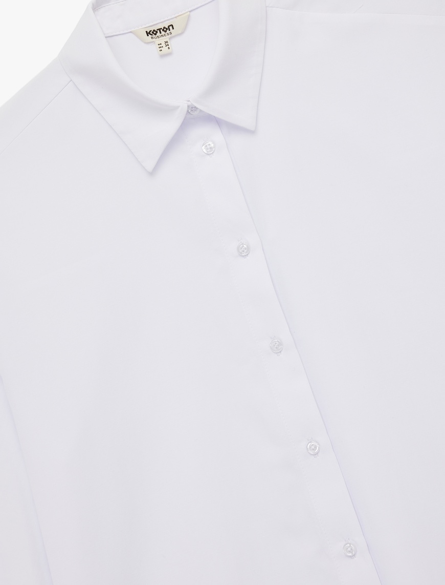   Regular Fit Pile Detaylı Uzun Kollu Poplin Gömlek